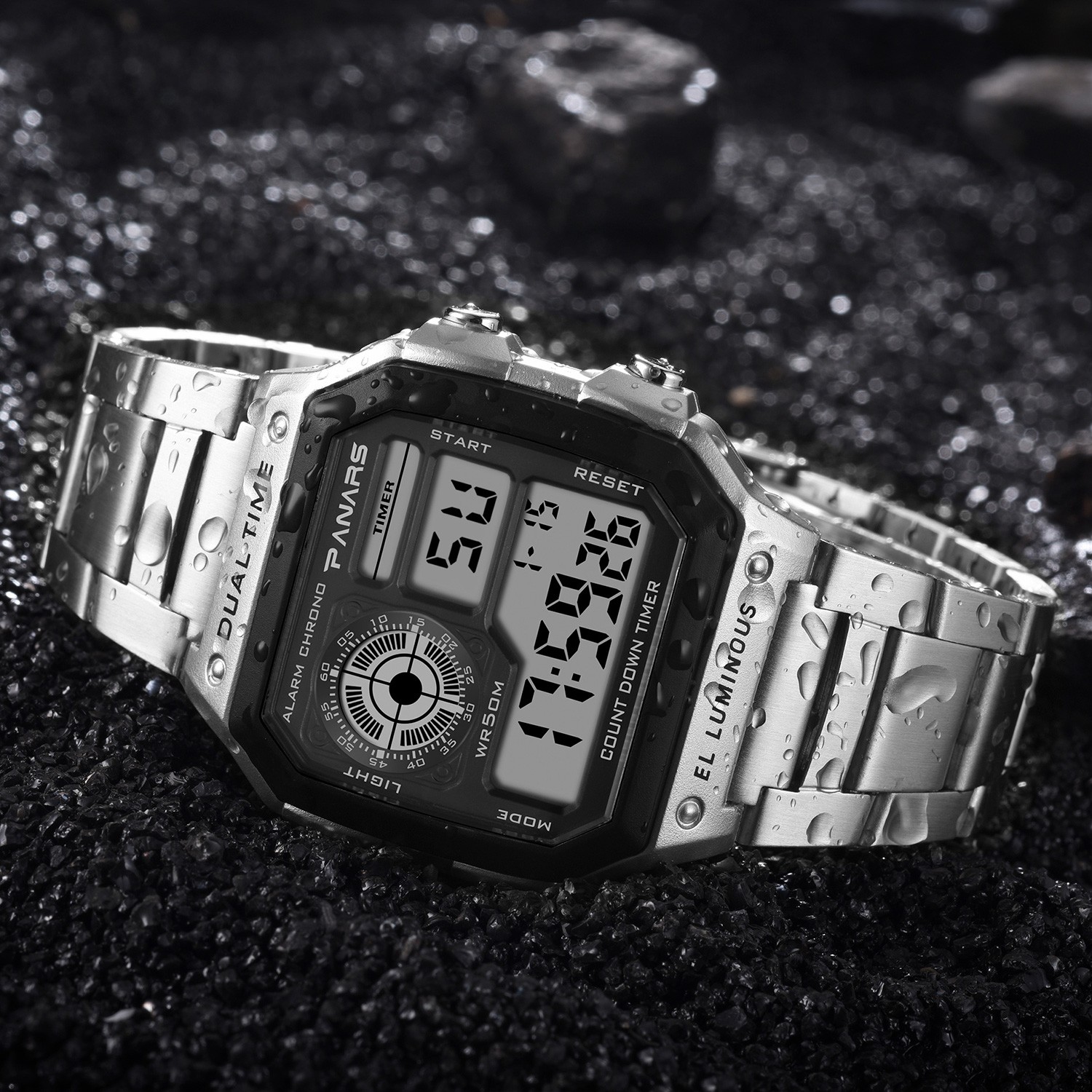 Men’s Digital Multi-Function Watches Dual Time Alarm Backlight Waterproof Watch