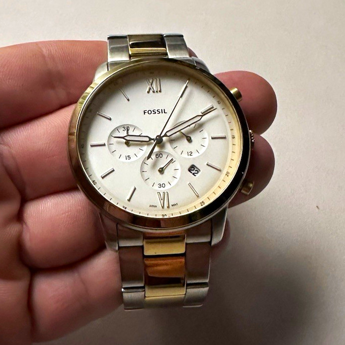 Fossil Men’s Two-Tone Stainless Bracelet Quartz Chronograph Date White Dial