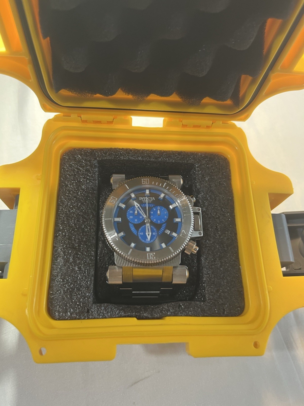 Invicta Bolt Men’s Chronograph Quartz Watch 52mm Blue Dial Steel Bracelet