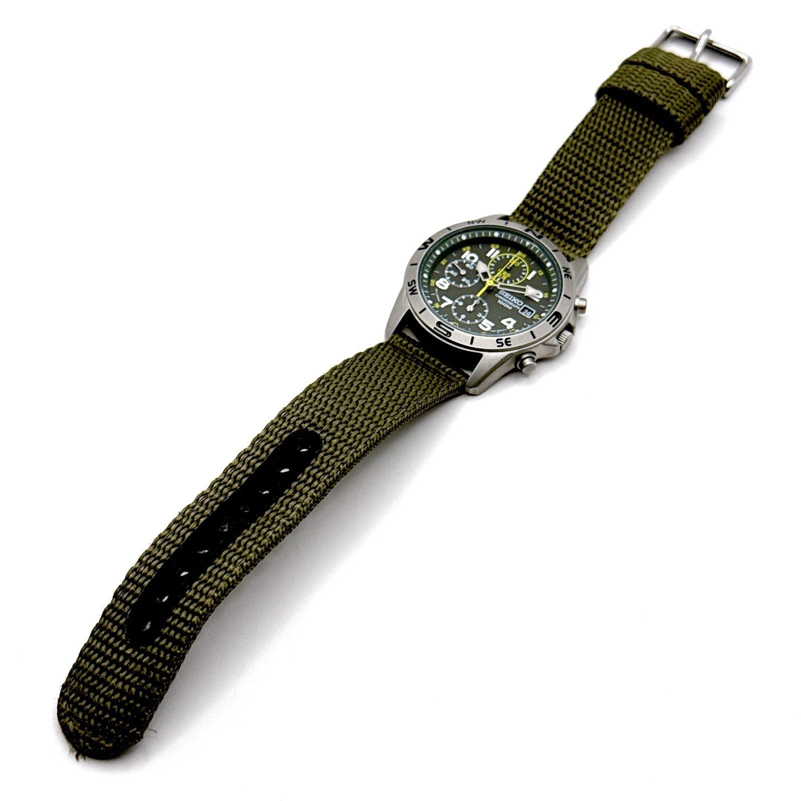 B183 Working Excellent Condition SEIKO Military Chronograph SND377R Khaki Men’s