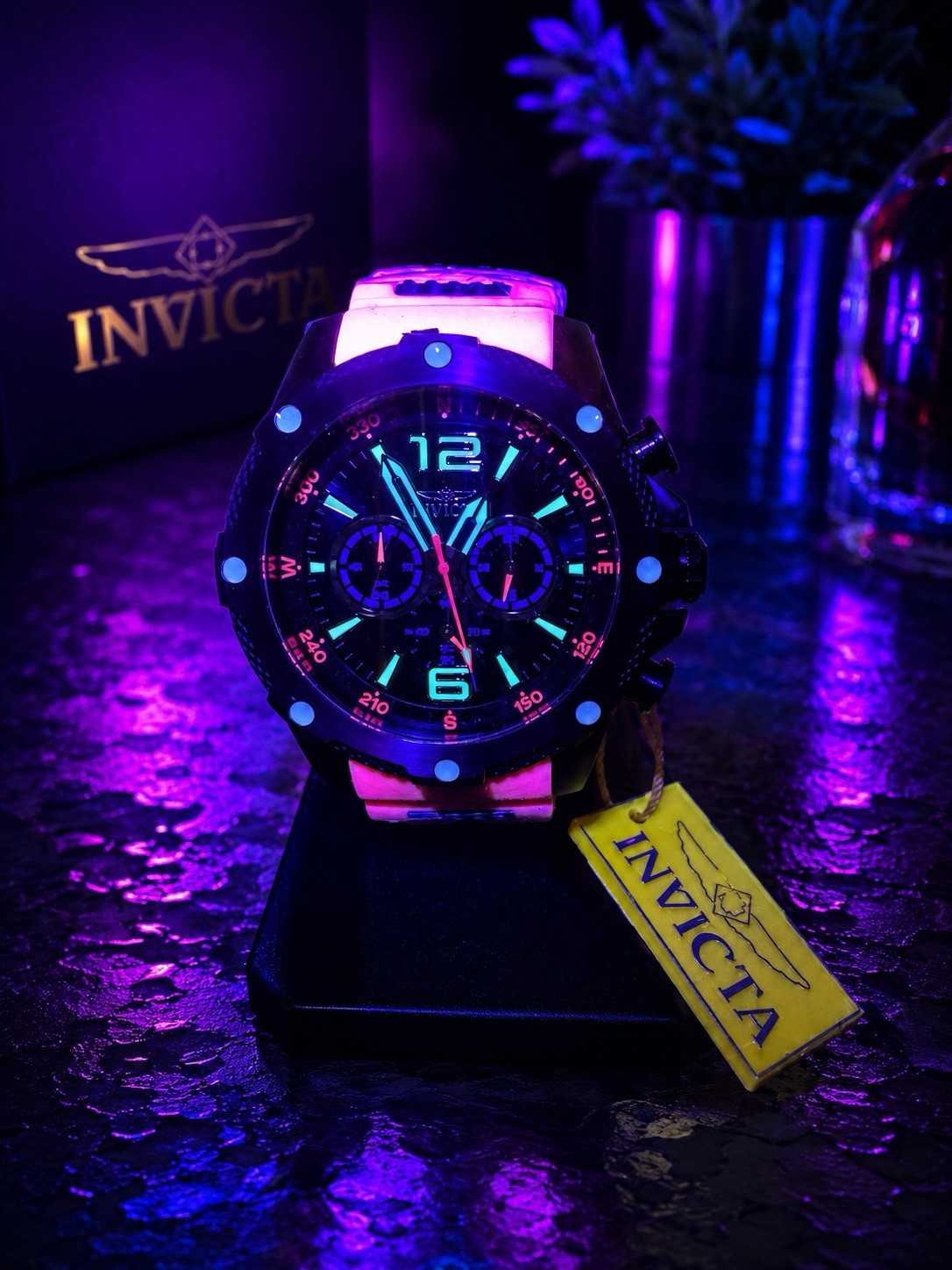 Invicta I-force Axis Men’s Watch – 50mm, Black, Pink