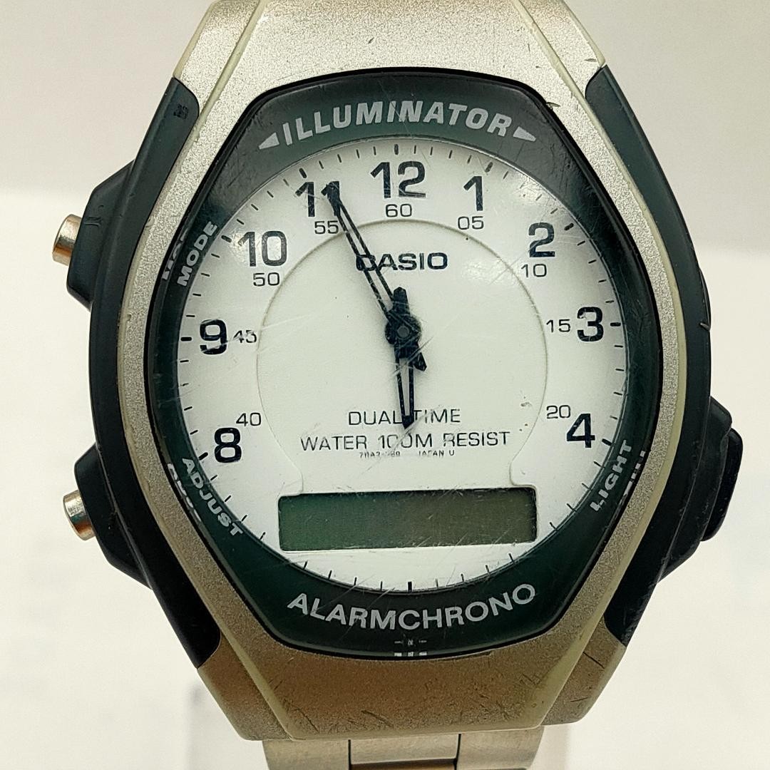 CASIO AQ-140W Dual Time Alarm Chrono Ana-Digi Quartz Dead battery