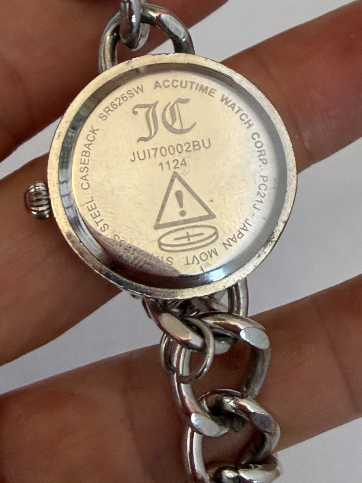 Juicy Couture 30mm Silver Tone Gem Quartz Watch Running B16