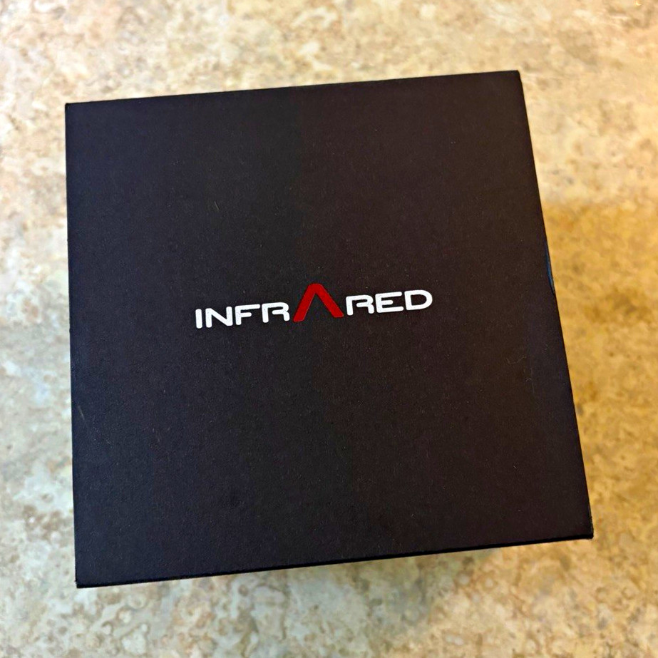 Infrared Men’s Quartz Chronograph Date Black Dial Silver SS Bracelet Watch Box