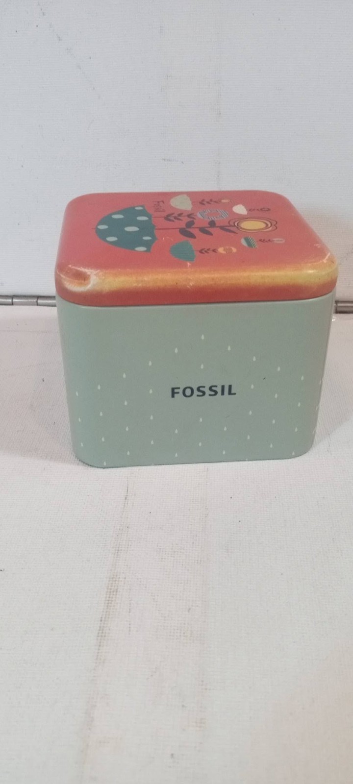FOSSIL MEN’S FS4696 SILVER CHRONOGRAPH LARGE red DIAL WATCH 47mm Case diamond