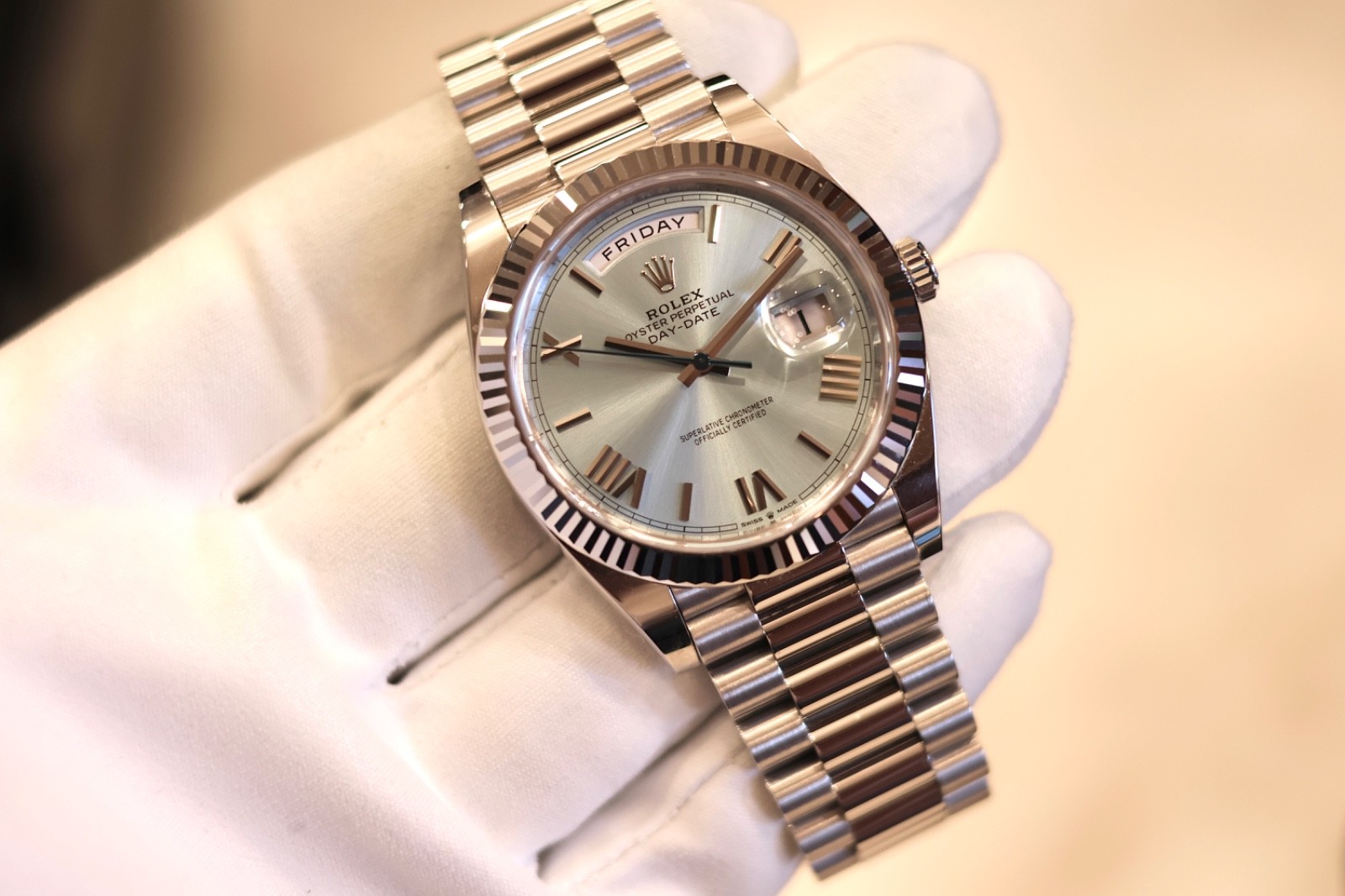 Rolex Day-Date 40 Platinum Ice BlueRoman Dial Brand new 2026 Full Set 228236