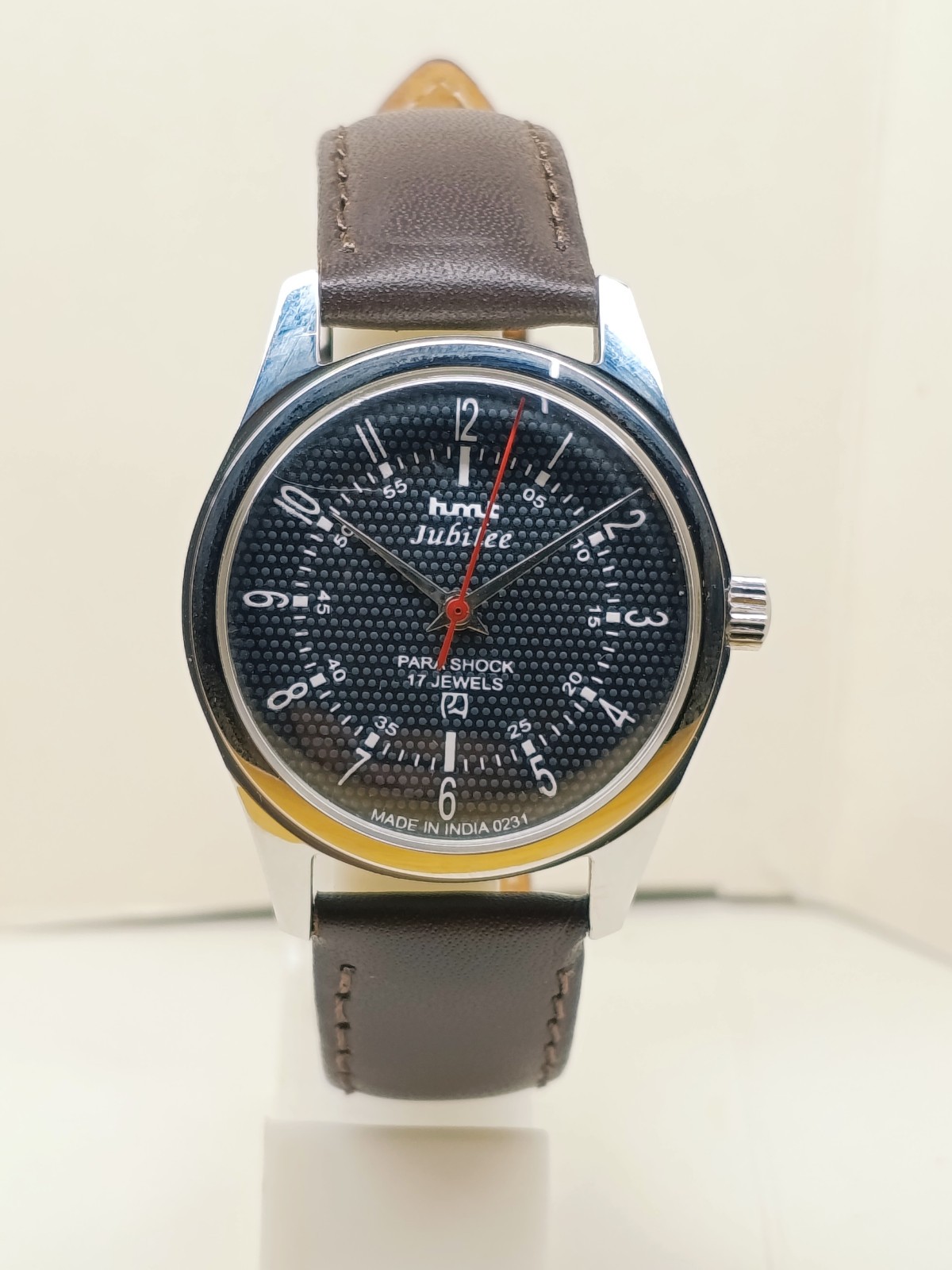 HAND WINDING VINTAGE HMT JUBILEE BLACK DIAL MECHANICAL WATCH FOR MENS