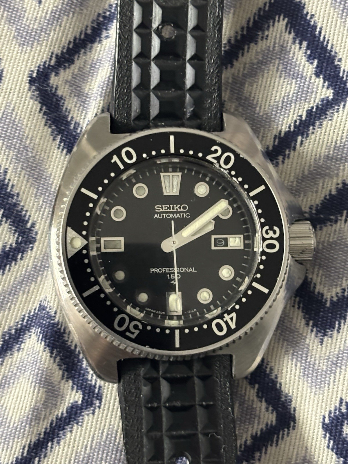 Seiko Professional 150 Automatic Diver 150m 44mm Black Dial Date Rubber