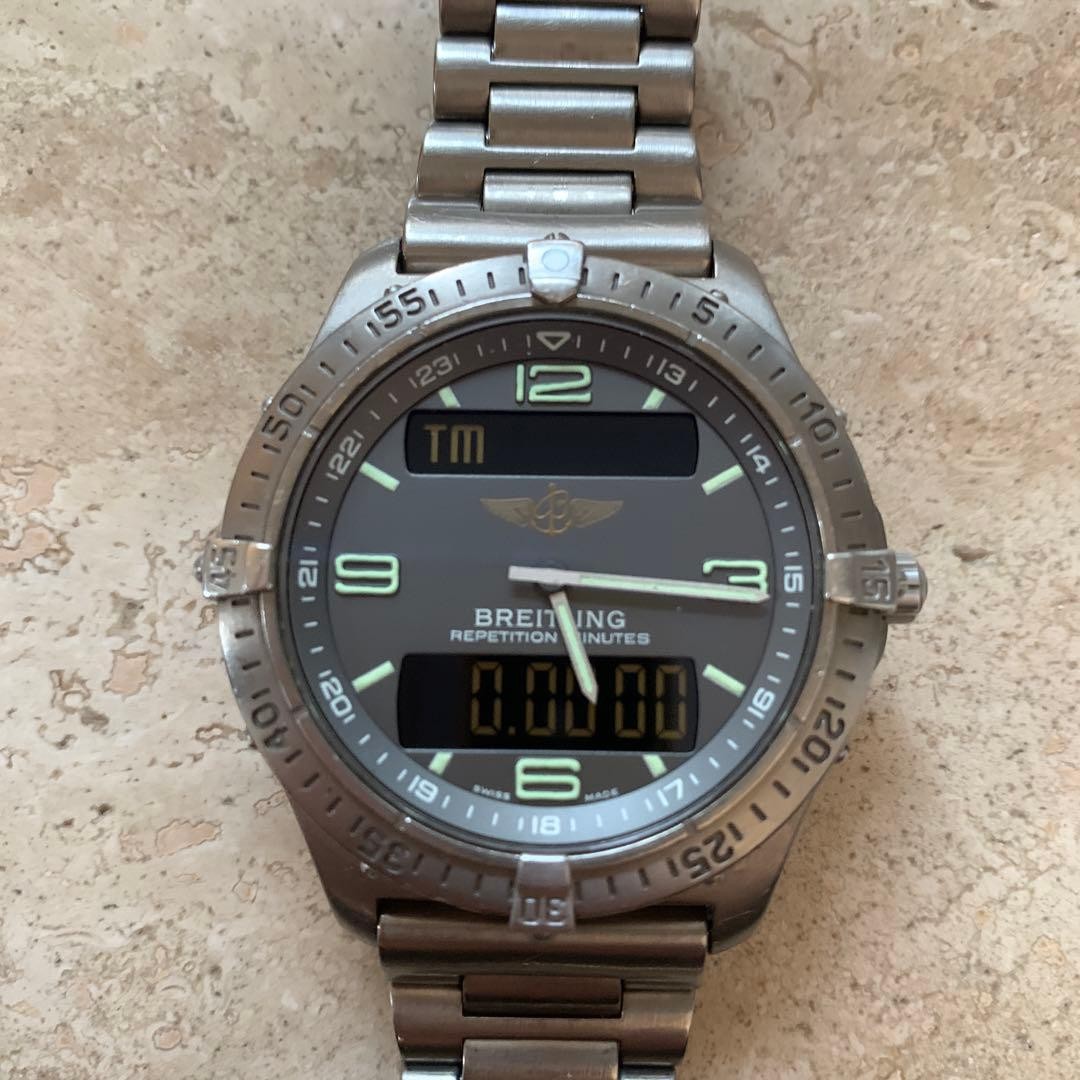 Working BREITLING Aerospace Aero Quartz Titanium Gray 16.5-17cm 6.50 -6.69in