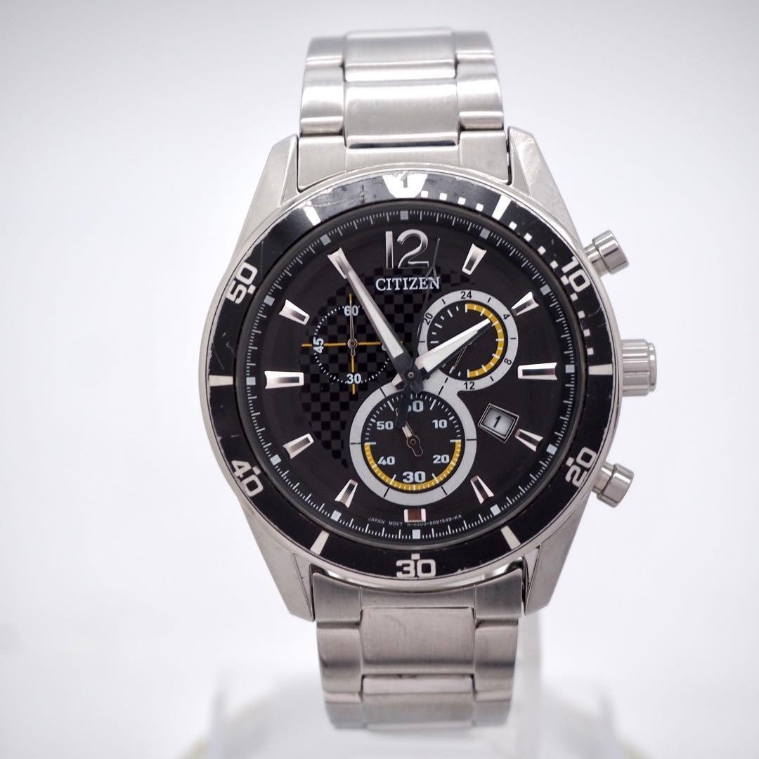 15 Working CITIZEN Men’s Chronograph Solar Black Date Watch From Japan