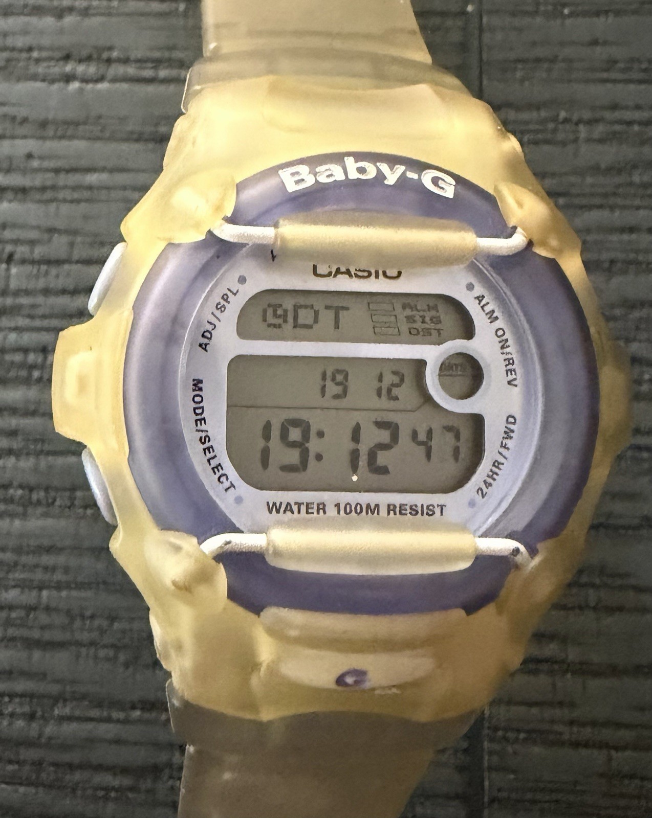 Casio Baby-G Digital Quartz Watch Clear Resin Strap 100m Alarm model BG-154