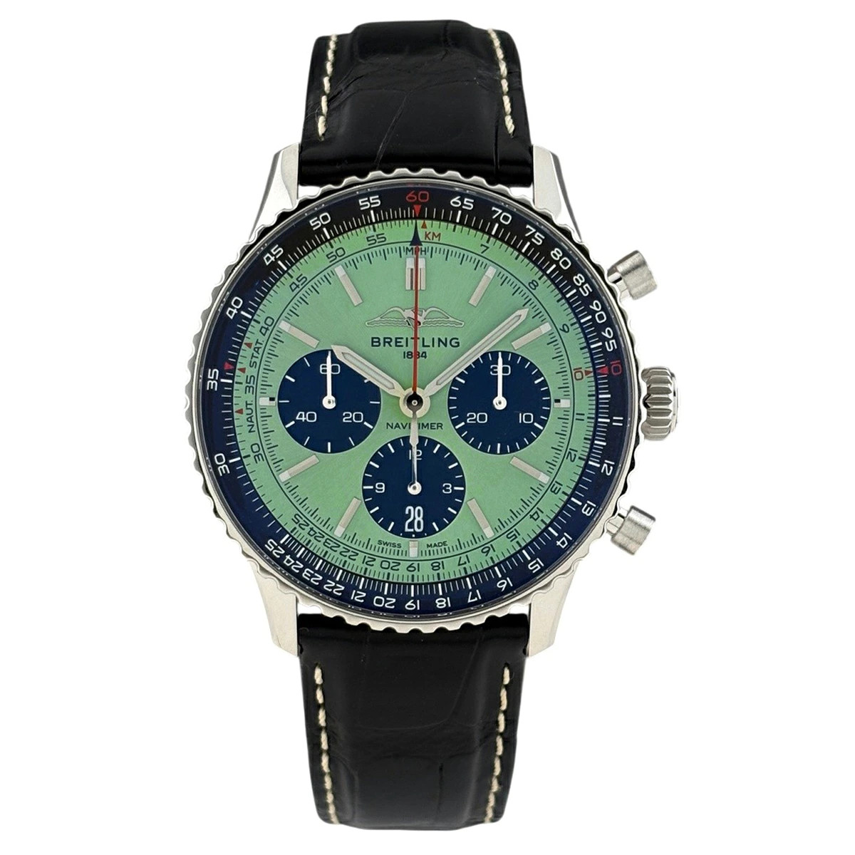 BREITLING Navitimer B01 Chronograph 43 AB0138 Green Men’s Used Watch #7127