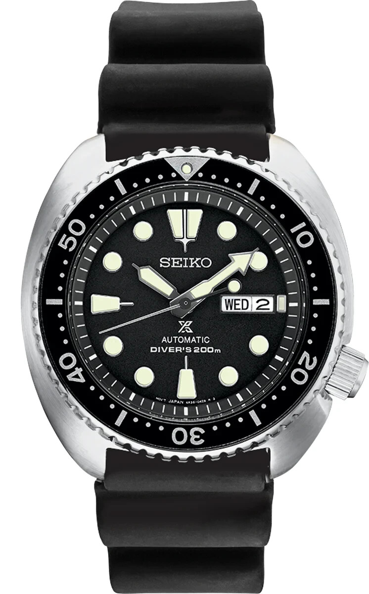 Seiko Prospex 45mm Black Dial Silicone Band Watch SRPE93