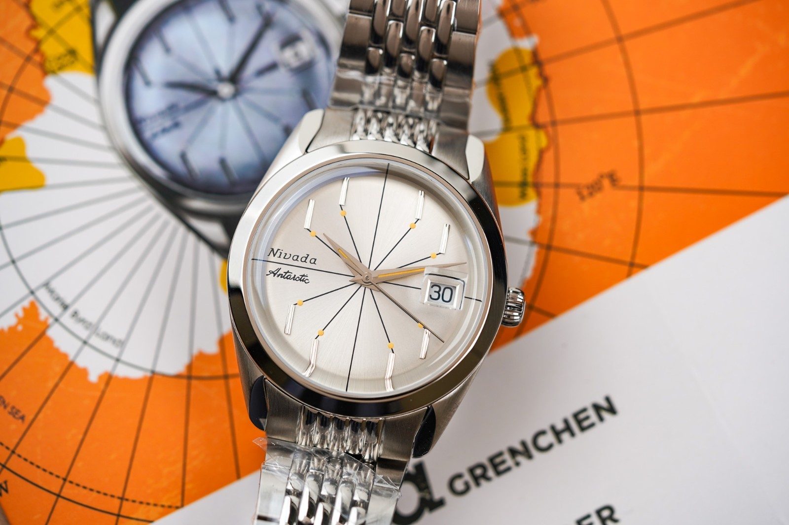 Nivada Grenchen Antarctic Spider Silver Dial BOR 32023A04 Steel Automatic Watch