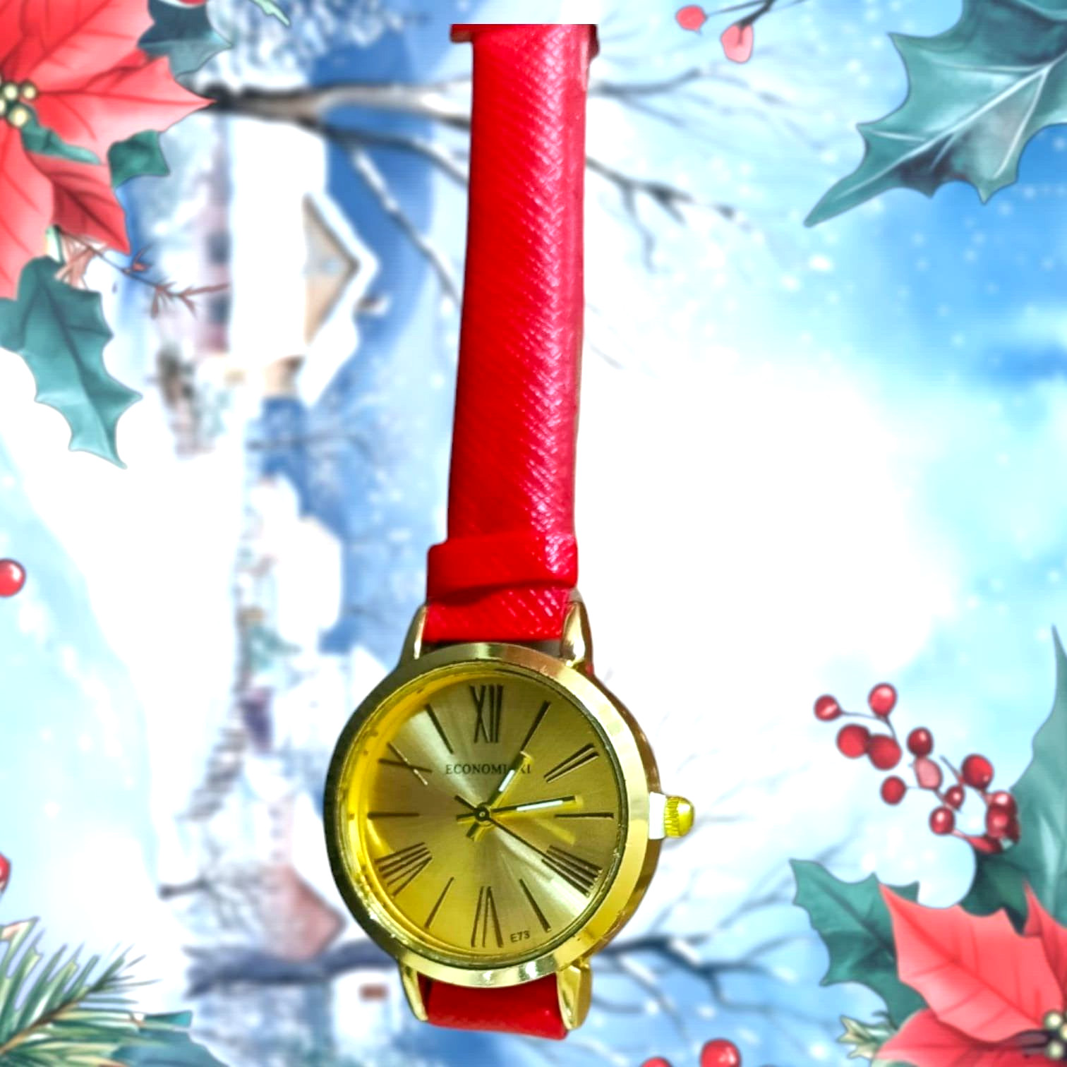 Luxury Analog Quartz Leather Red Strap Watch Women Fashion An Attractive Gift
