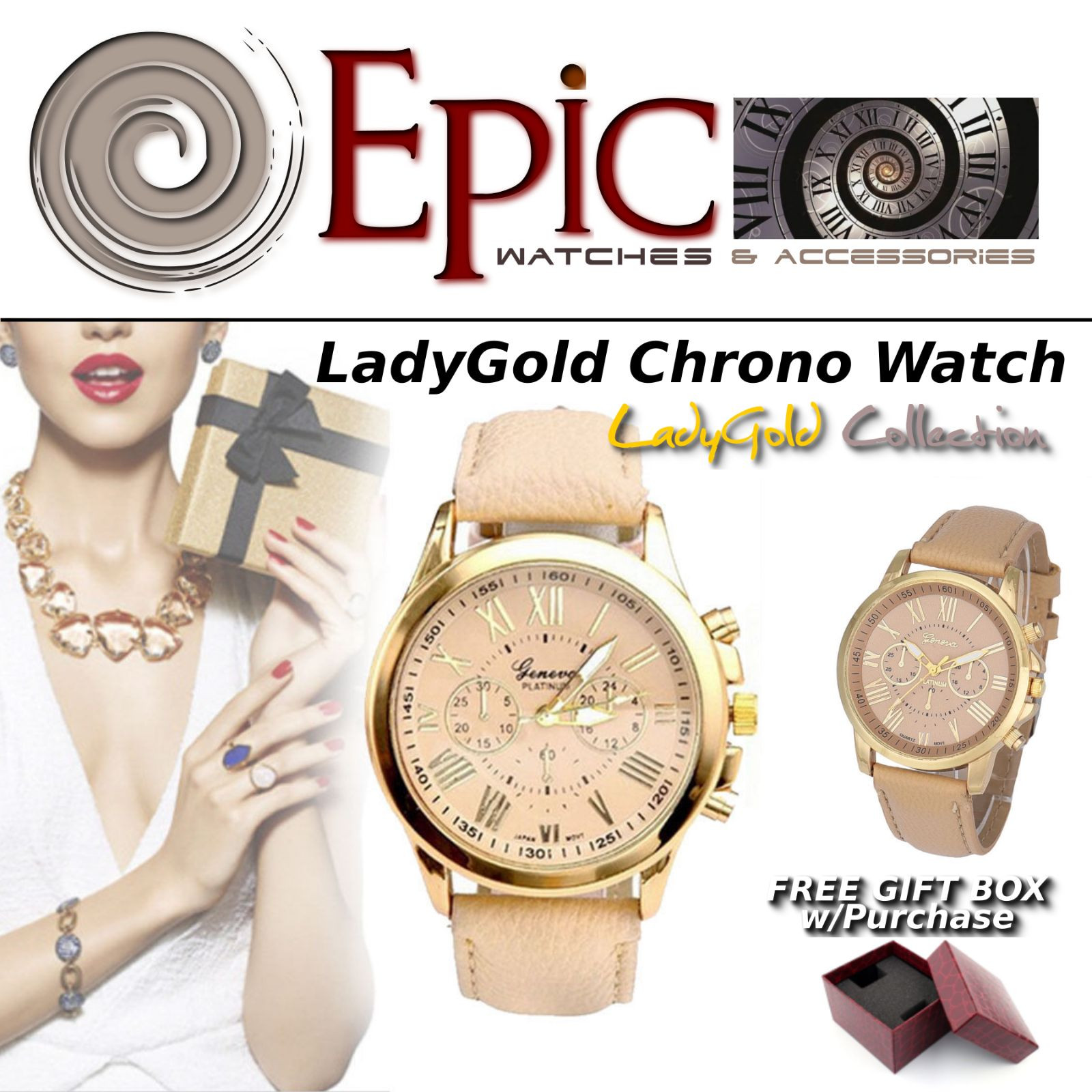 EPIC TIME- Lady Gold Chrono Watch