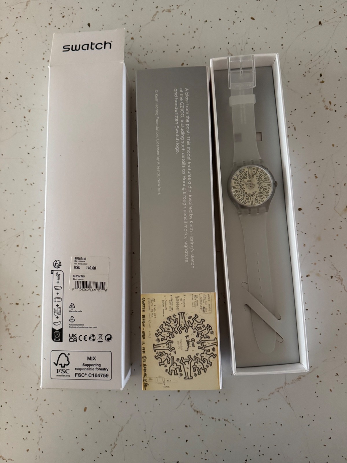 NIB Keith Haring x Swatch Clear Strap