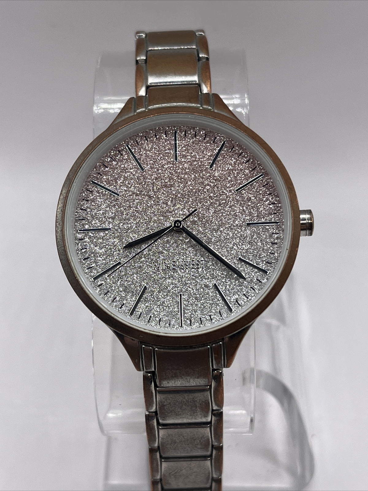 Nine West Women’s Quartz Watch Glitter Dial 36mm Case NW/2337- New Battery