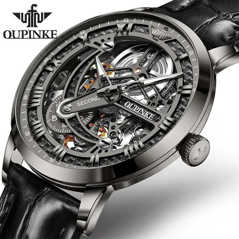 Automatic Mechanical Watch Men’s Waterproof Luxury Men Leather Strap