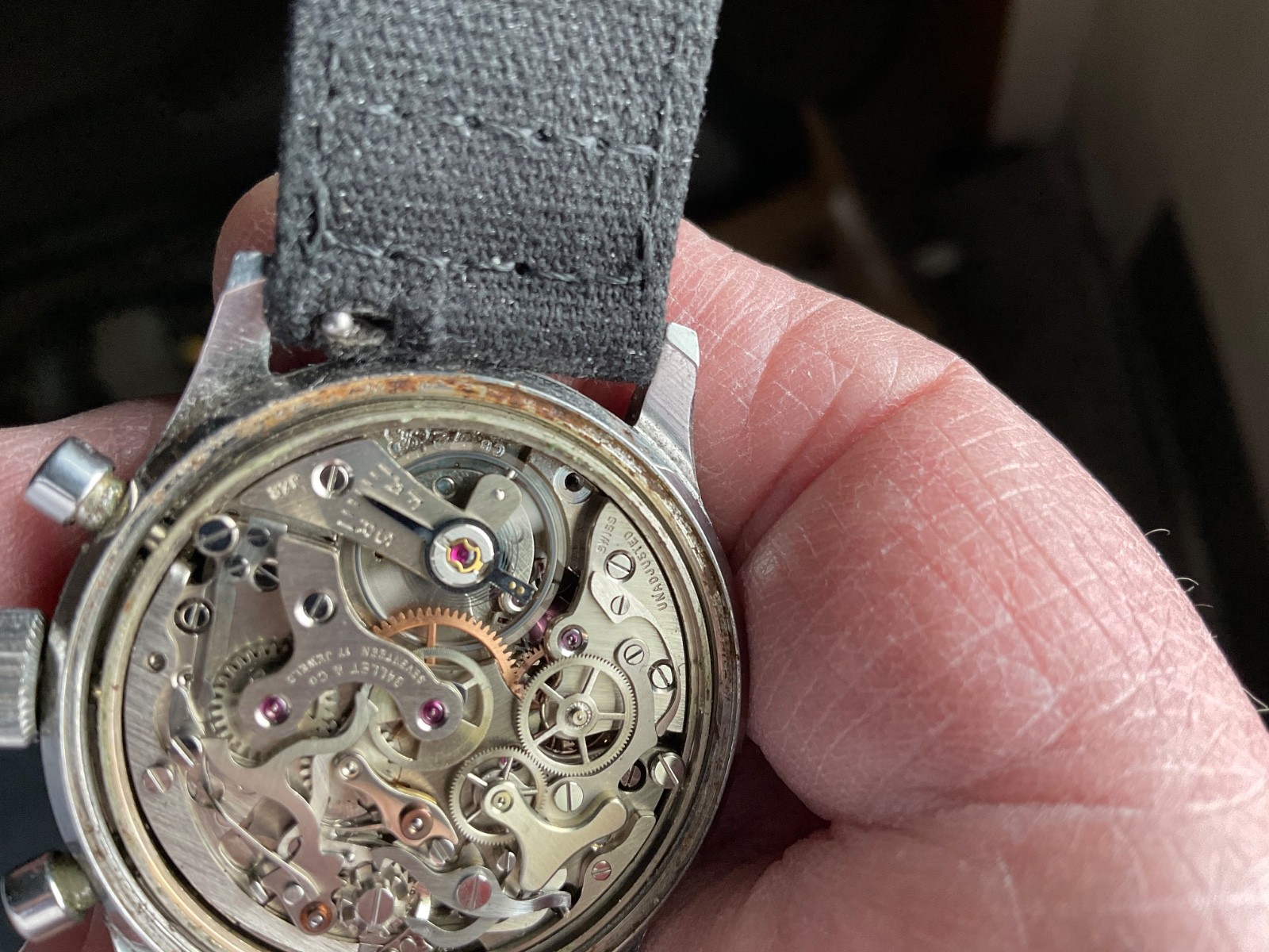 Gallet multichron pilot or race car driver mens chronograph watch valjoux 72 !