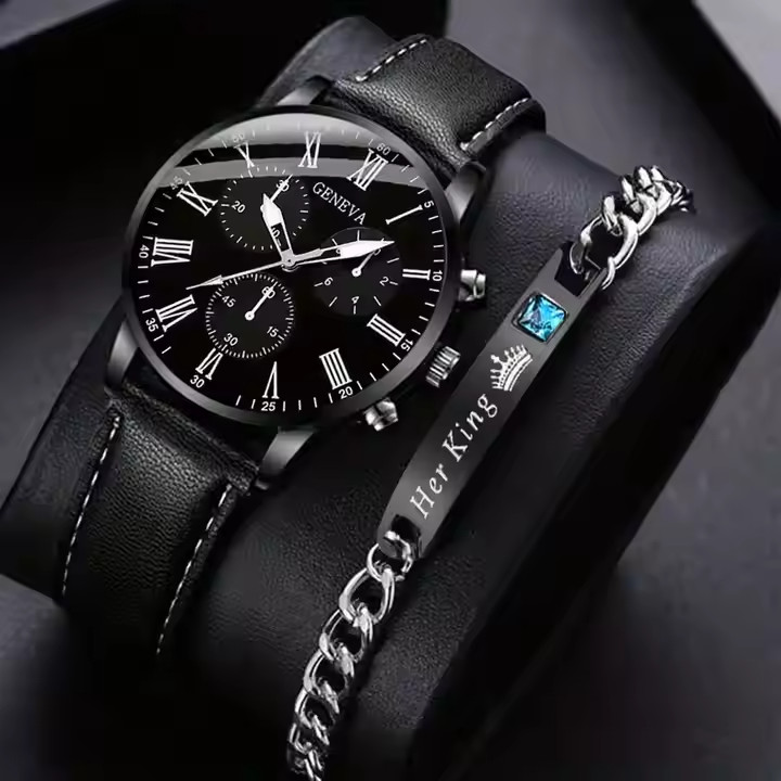 Black mens Quartz Watch with Bracelet – 40 mm
