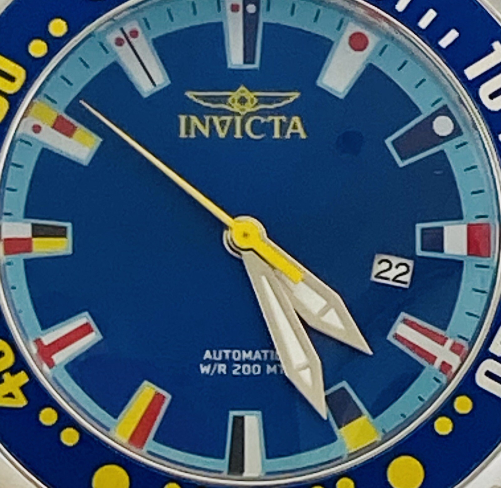 52mm Auto MARITIME Flags | Gray Dial | Silvertn Bracelet PRO DIVER Invicta Watch