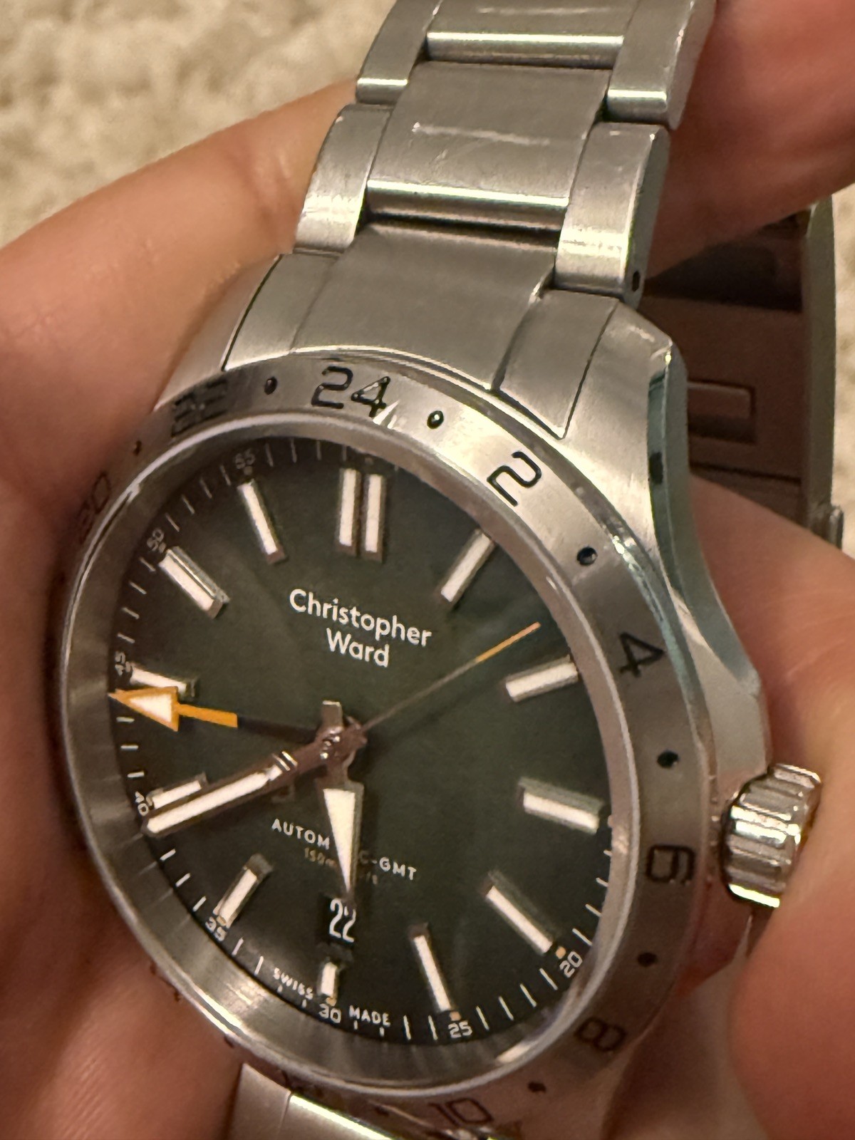 Christopher Ward Sealander GMT C63 39mm Green Dial with Bader Bracelet