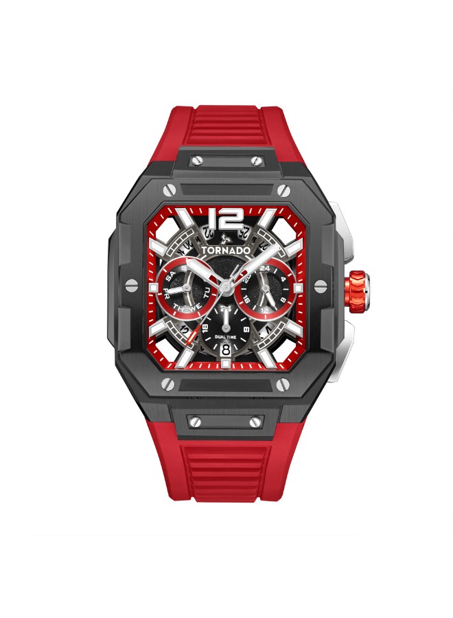Tornado Xenith Curve Men’s Multi Function Watch | Red Dial, 44mm, 100 m (10 ATM)