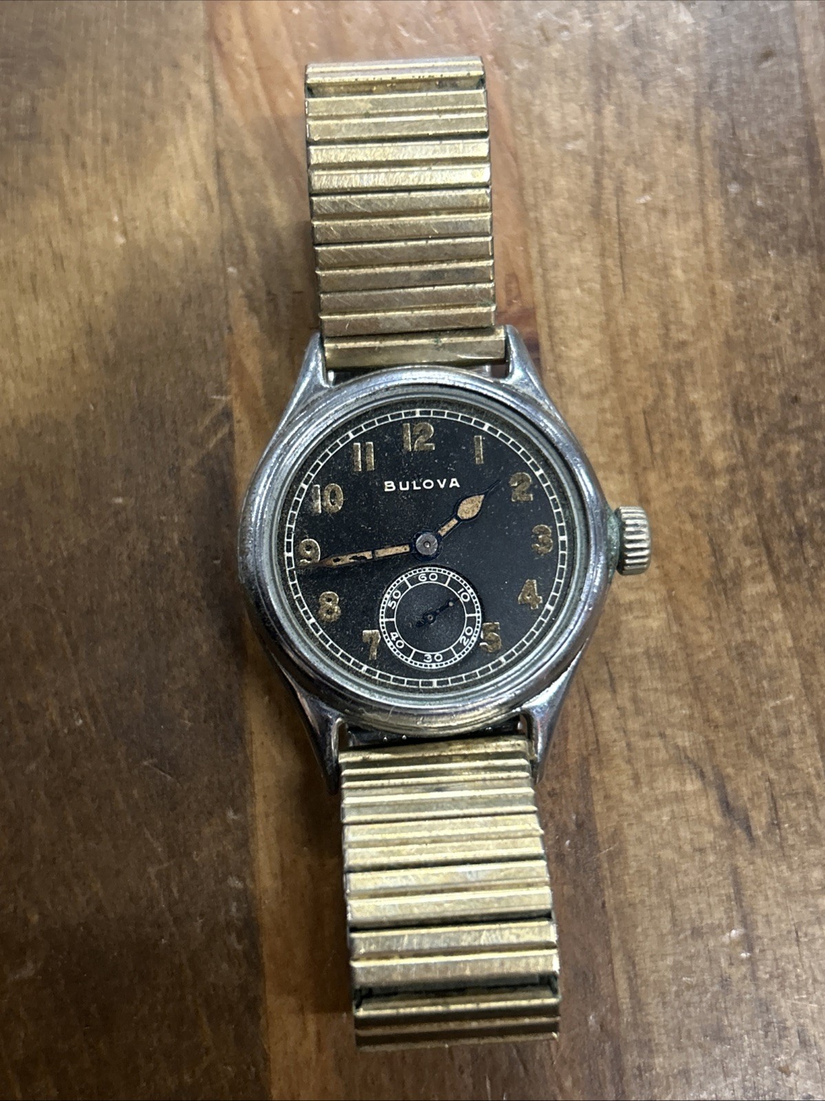 VTG 1940s WWII Era Bulova Watch Ordnance Department USA Elastic Band Watch