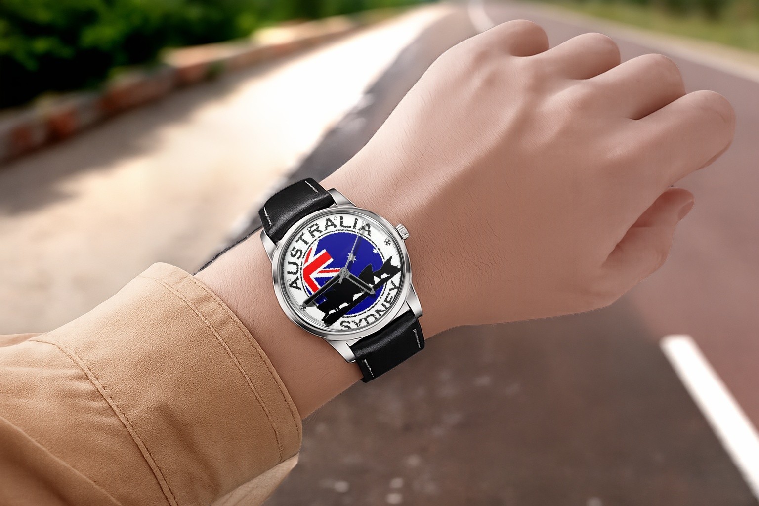 Australia Sydney Flag Leather Strap Big Dial Gift Wrist Watch