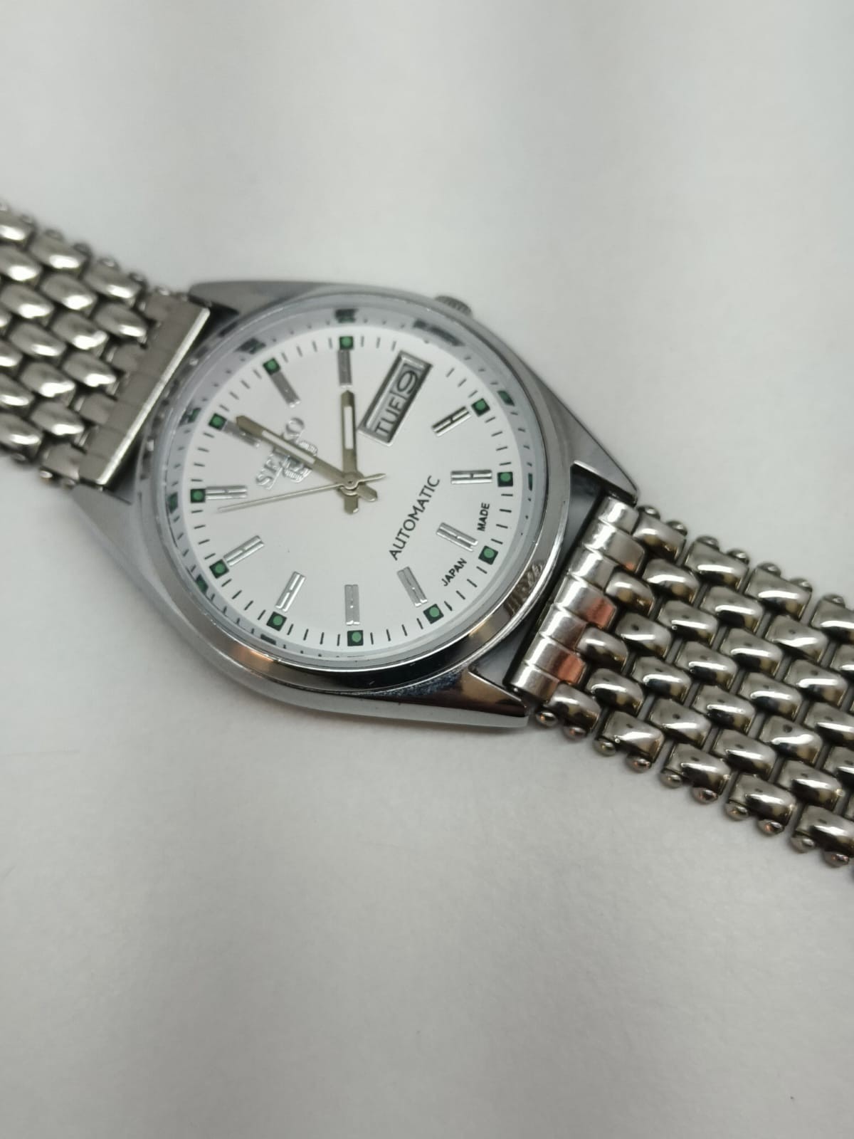 Automatic Seiko Refurbished White Dial Day / Date Men’s Wrist Watch Free Shippi