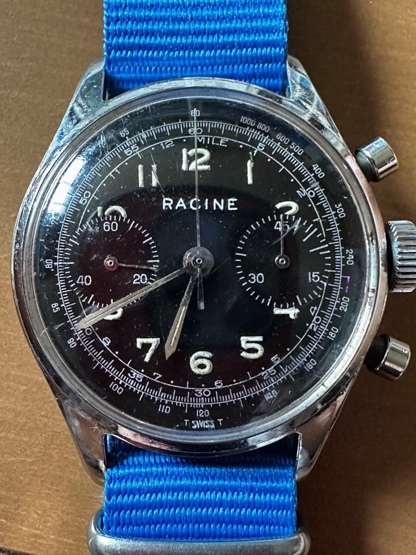 Gallet RACINE Chronograph Cal149 Hand-Wound Vintage Black Dial