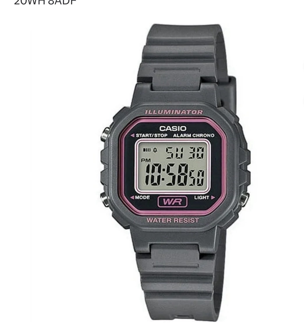 Casio Illuminator Digital Quartz Water-Resist Alarm Chrono Gray Resin Pink
