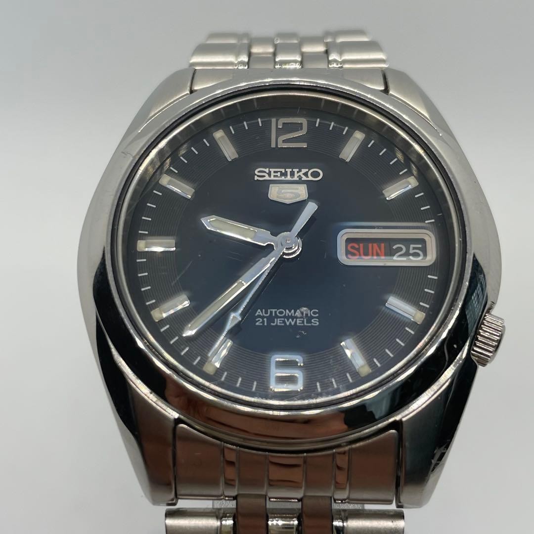 Seiko 5 Transparent back navy dial 7S26 01V0 Working Includes box From Japan