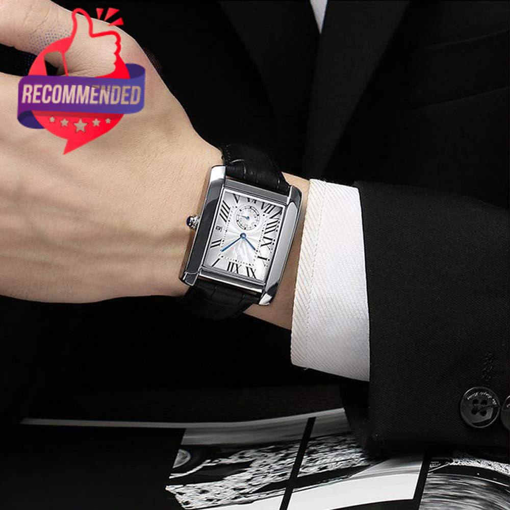 Men’s Watches Casual Retro Rectangular Waterproof Dress Analog Quartz Wrist