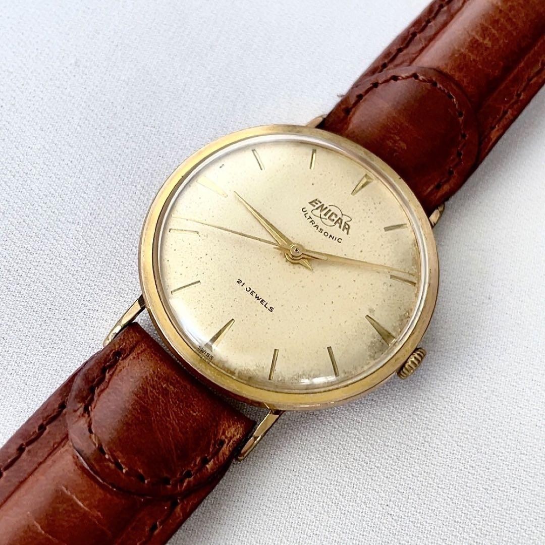 Working Vintage ENICAR 21 Jewels Swiss Made Manual Wind Men’s Watch 19.5cm 7.7in