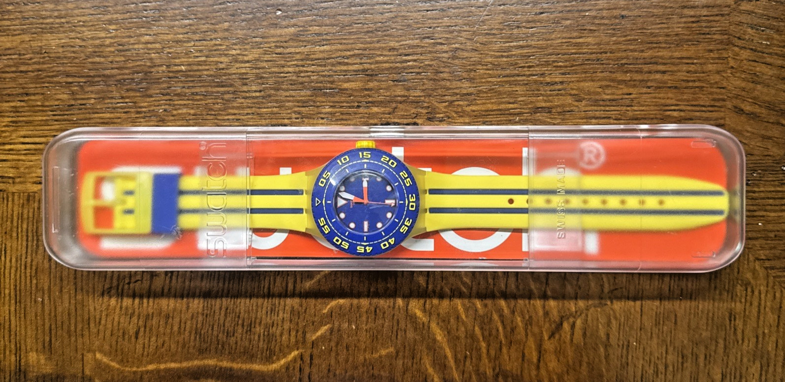 Swatch Playero / Scuba Libre 4SUUJ400 44mm Blue / Yellow – Unused w/ Box EXC