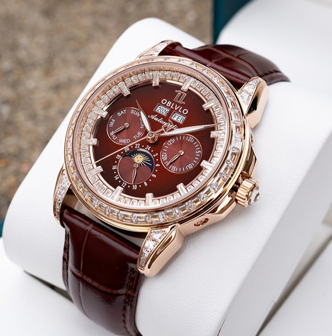 OBLVLO Men Automatic Watch 40mm Mechanical Wristwatch Multi-Dial Month,Week,Date