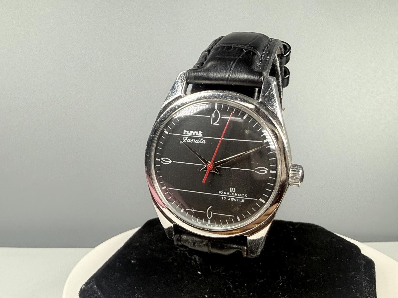 HMT Janata E01002 35mm Manual Wind Black Dial 17J India Watch Clean