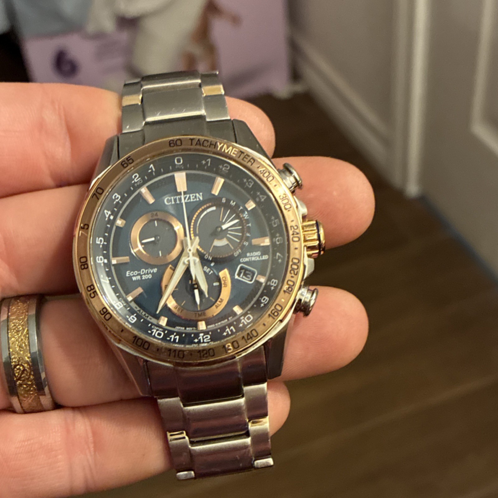 Citizen EcoDrive Atomic Two-Tone Stainless Steel WR200 Watch CB5916-59L