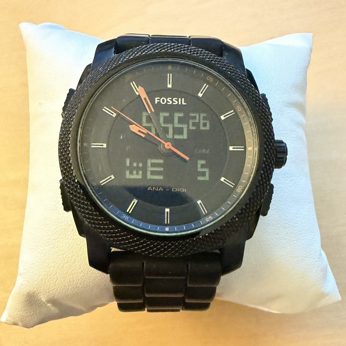 Fossil FS-4628 Ana-Digi Digital Analog Watch Black Rubber Strap Tested