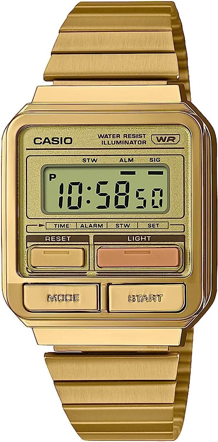 Casio Standard A120WEG-9A Gold Classic Retro Colorful Front Buttons
