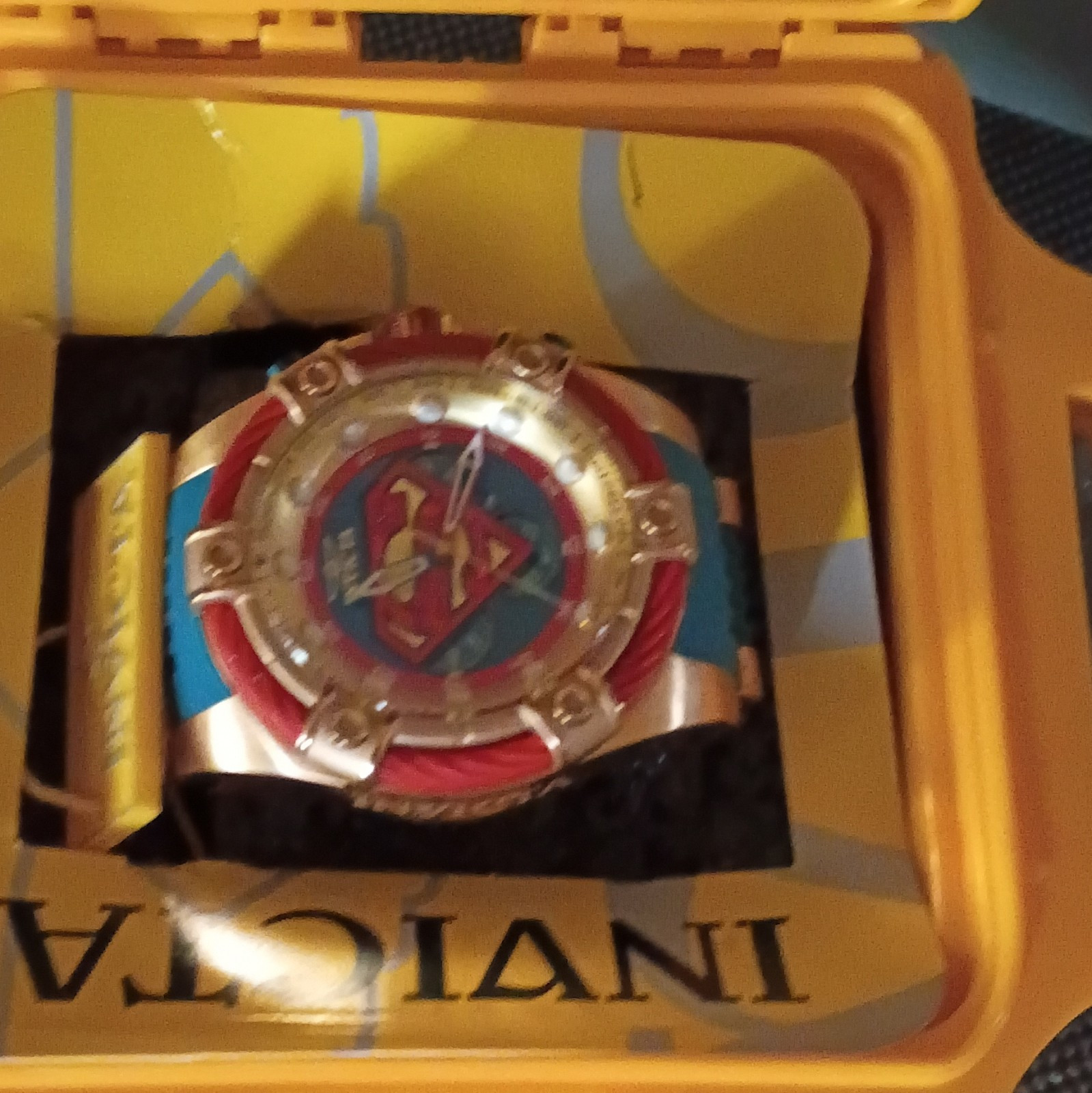 Invicta Superman Quartz 52mm 200m Blue/Red Silicone Strap w/ Case Box