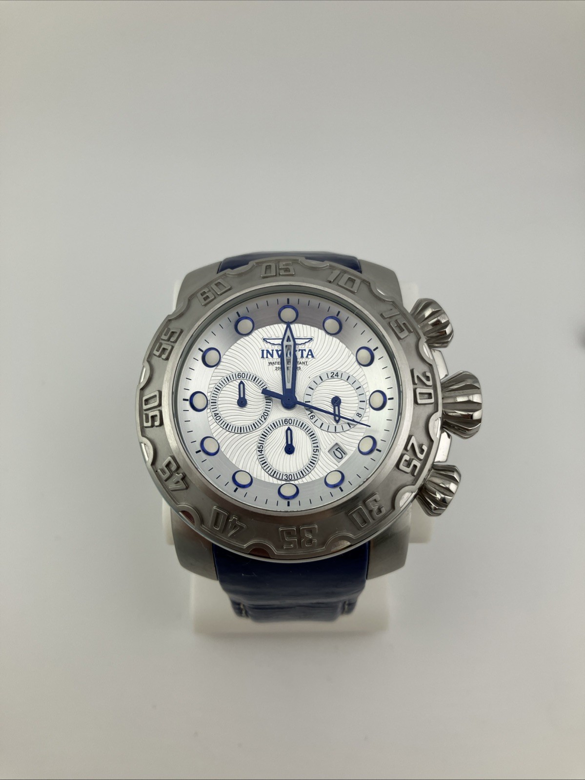 Invicta Lupah Men 53mm Watch Silver Tone Chronograph 24h/Date 22391 -RUNS