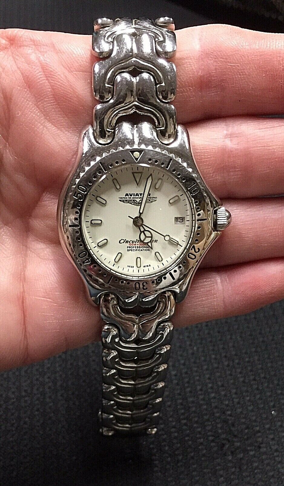 Vtg Aviator Circuitmaster Mens Watch VX32 1978S 100M/330FT Rare Find Excellent