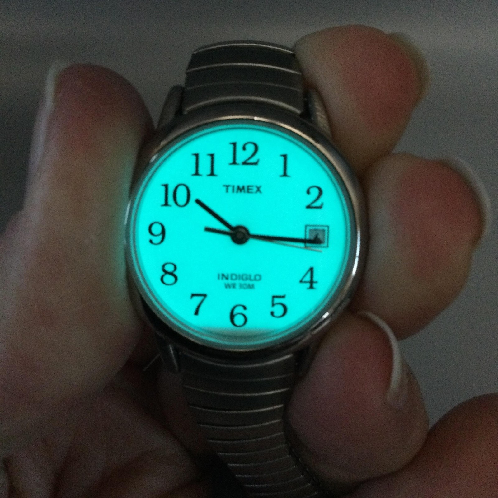 Timex Easy Reader Indiglo Womens Watch 23mm Date Silver Tone Stretch New Battery