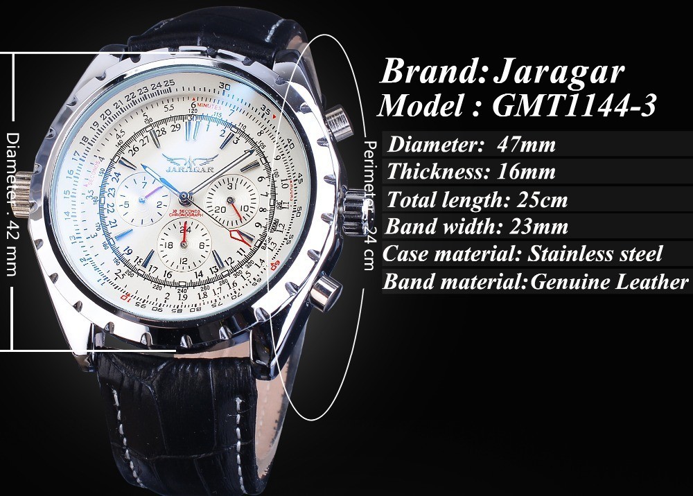 Luxury Men pilot/avitor Watch Multifunction Wristwatch Mechanical Automatic Gift