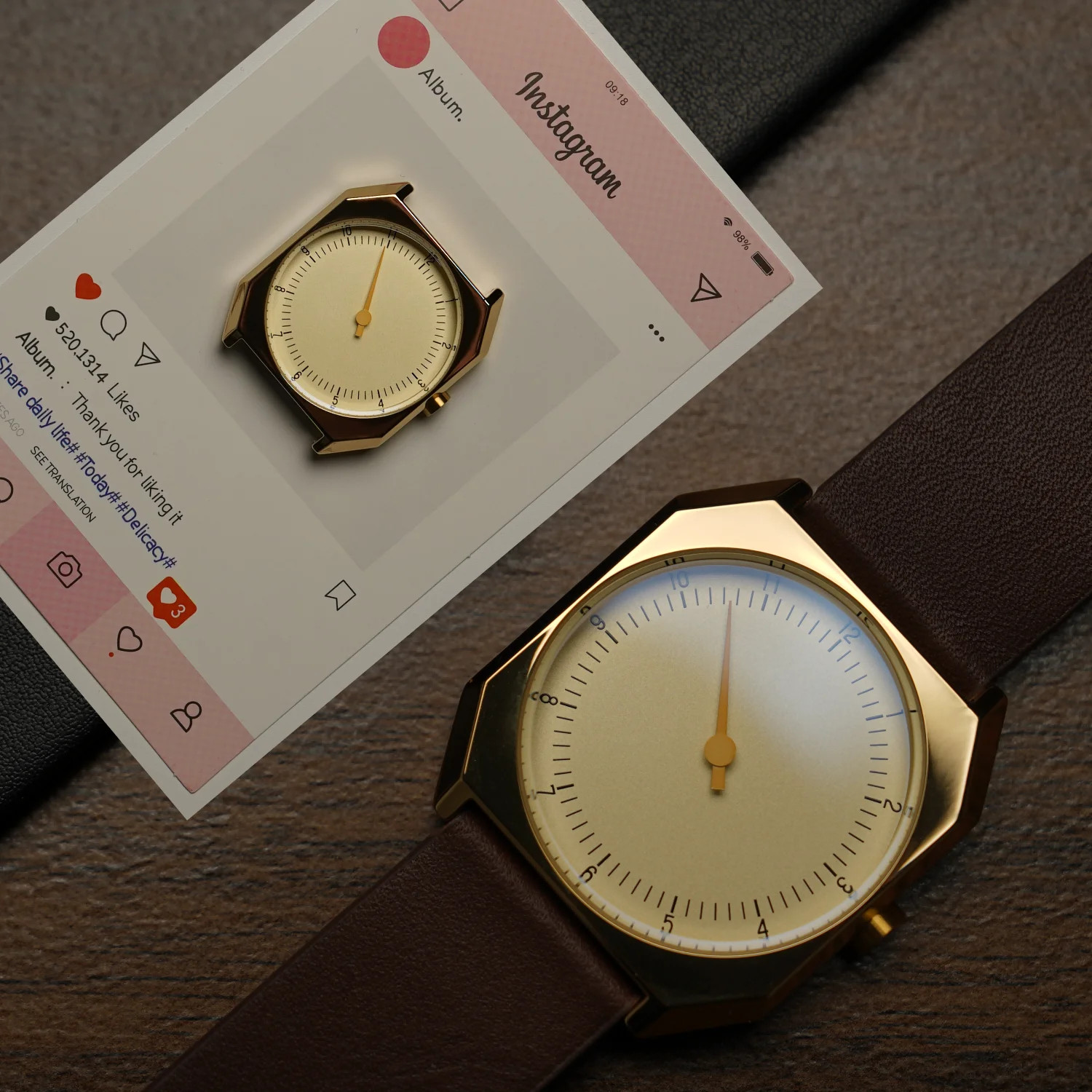 SKU Retro One Pointer Watch for Men – Vintage Style Square Quartz Watch