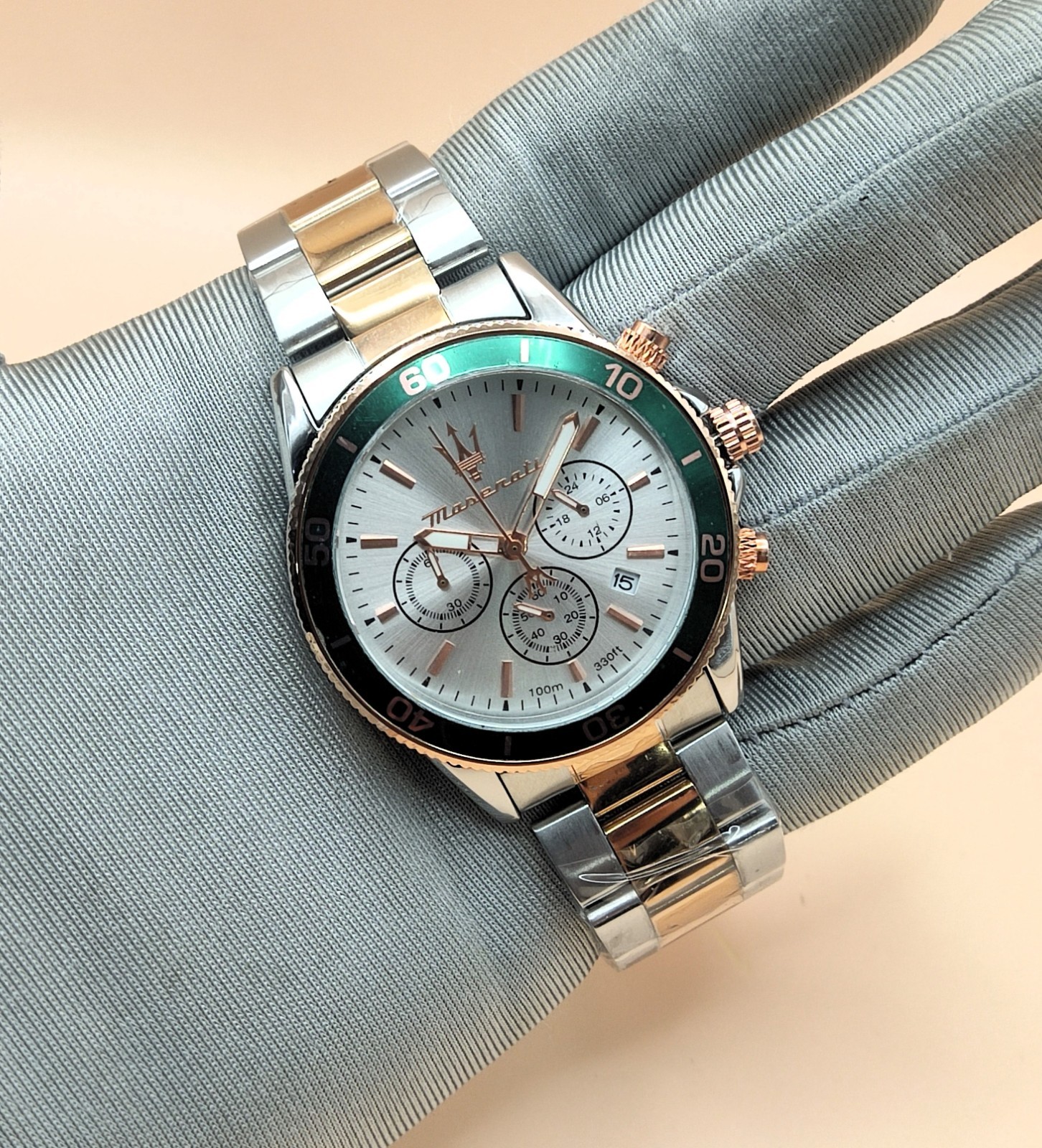 Luxury Maserati Quartz Chronograph Silver Dial Refurbished Men’s Wrist Watch