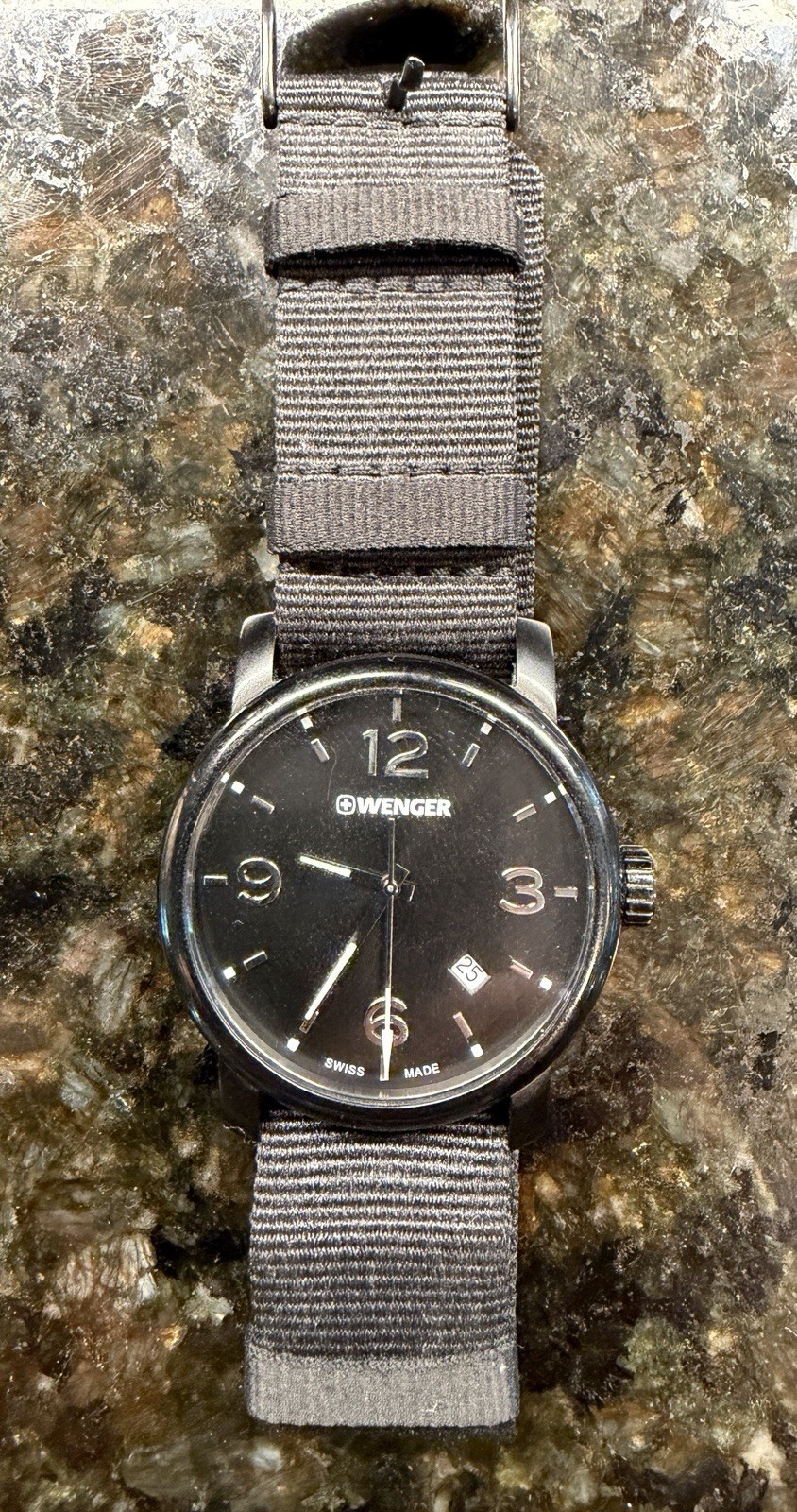 Wenger Swiss 1014.12 Men’s Watch Black Dial Sapphire Crystal 100M + 2 NATO Strap